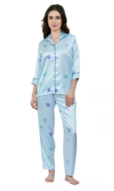 Cool Blu- Satin PJ Set