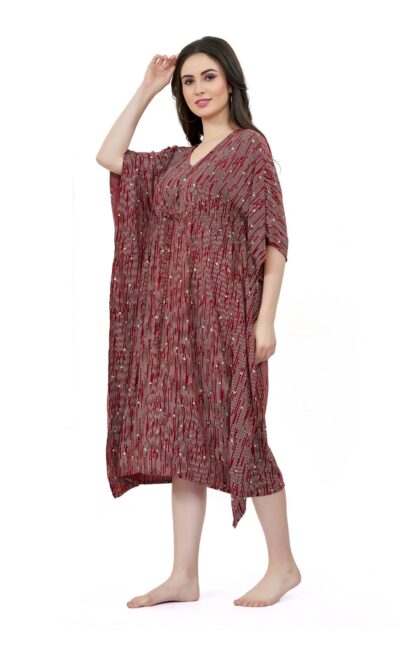 Red Brushed Lines Kaftan