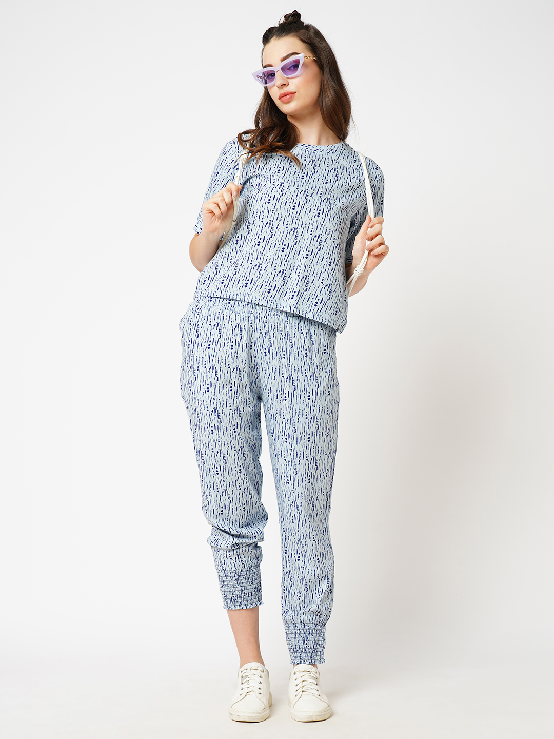 Ice Blue Jogger Coord Set Buy Women Premium Nightwear