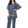 Blue checked tassel kaftan set